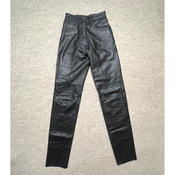 Amati Pants - Amati Black VTG Genuine Leather Pants High Waist Straight‎ Leg Argentina Size 3